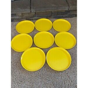 Vintage Heller Massimo Vignelli Stackable Dinner Plates Lot of 8 Yellow 9.75”